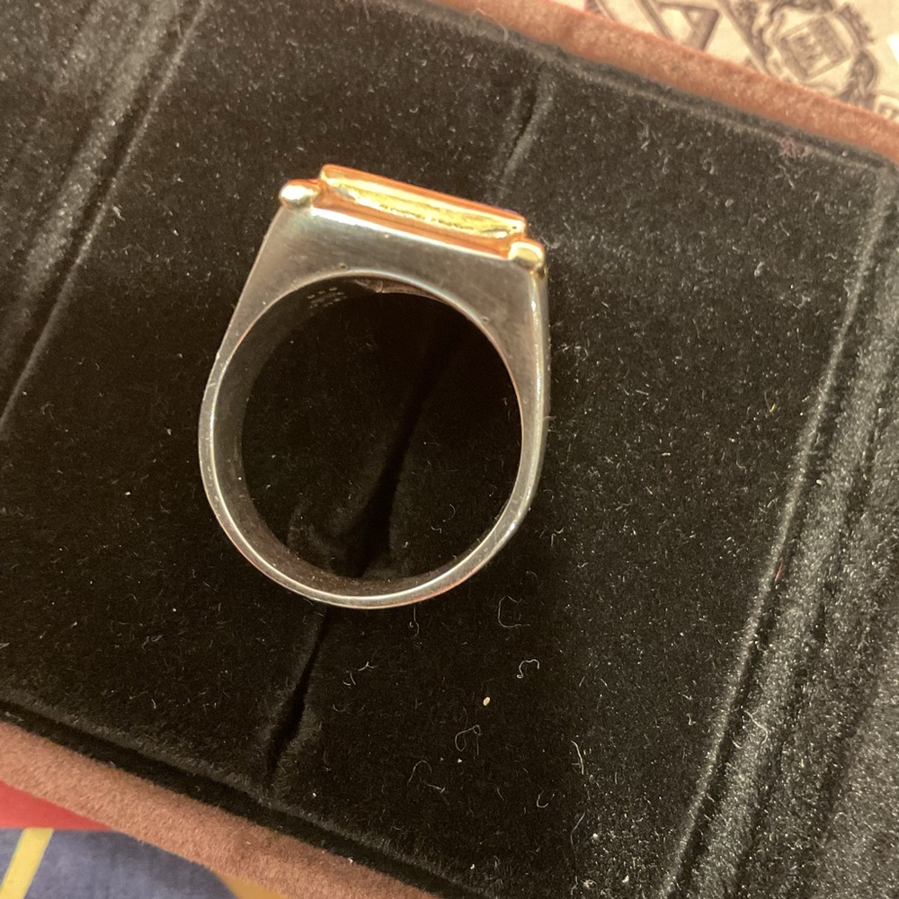 Elegant Blue Lapis Stone 18k and Sterling Silver Ring in Velvet Box - Picture 4 of 8